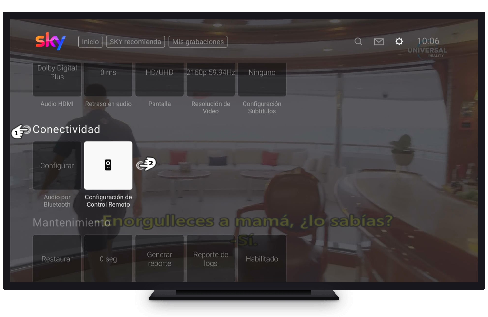 SKY ULTRA - Menú de configuraciones - Conectividad - Configuración de Control Remoto.jpg