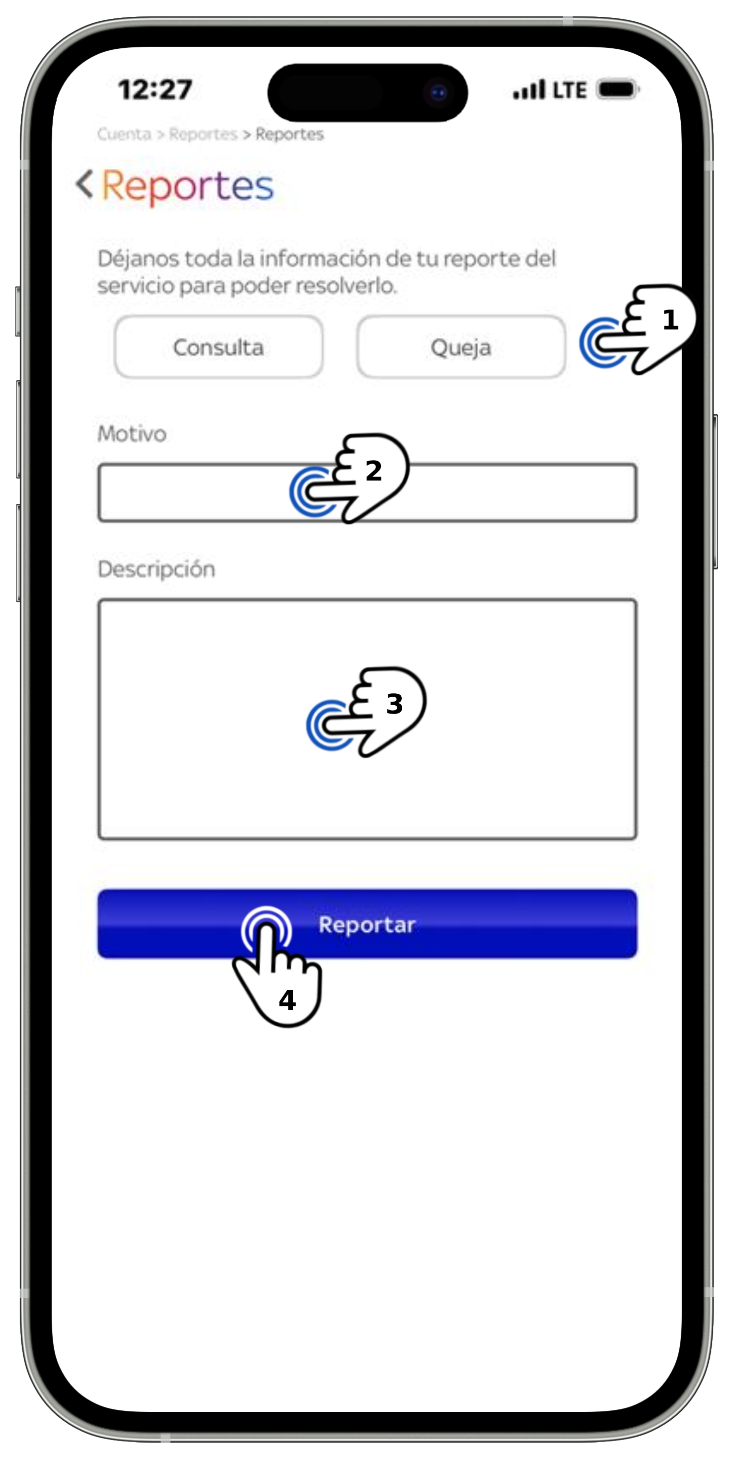 App Sky Centroamérica - Menú - Menú Cuenta - Reportes y fallas - Reportes.jpg