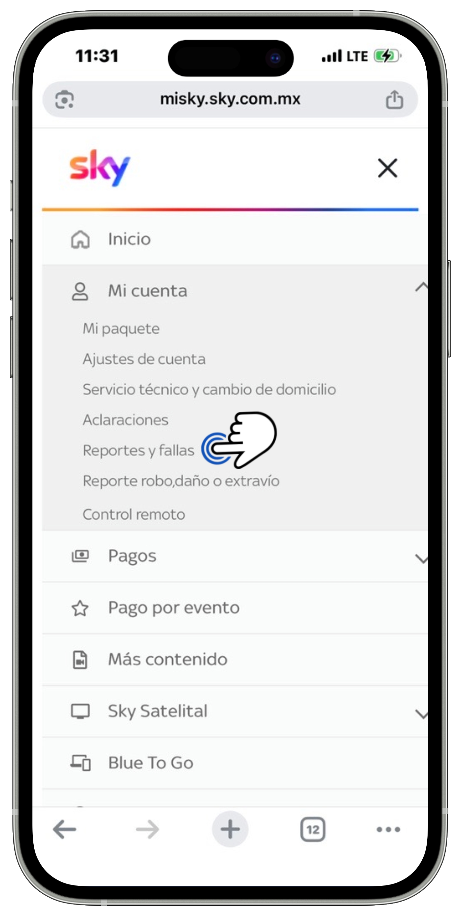 Mi Sky Centroamérica - Menú - Mi cuenta - Reportes y fallas.jpg