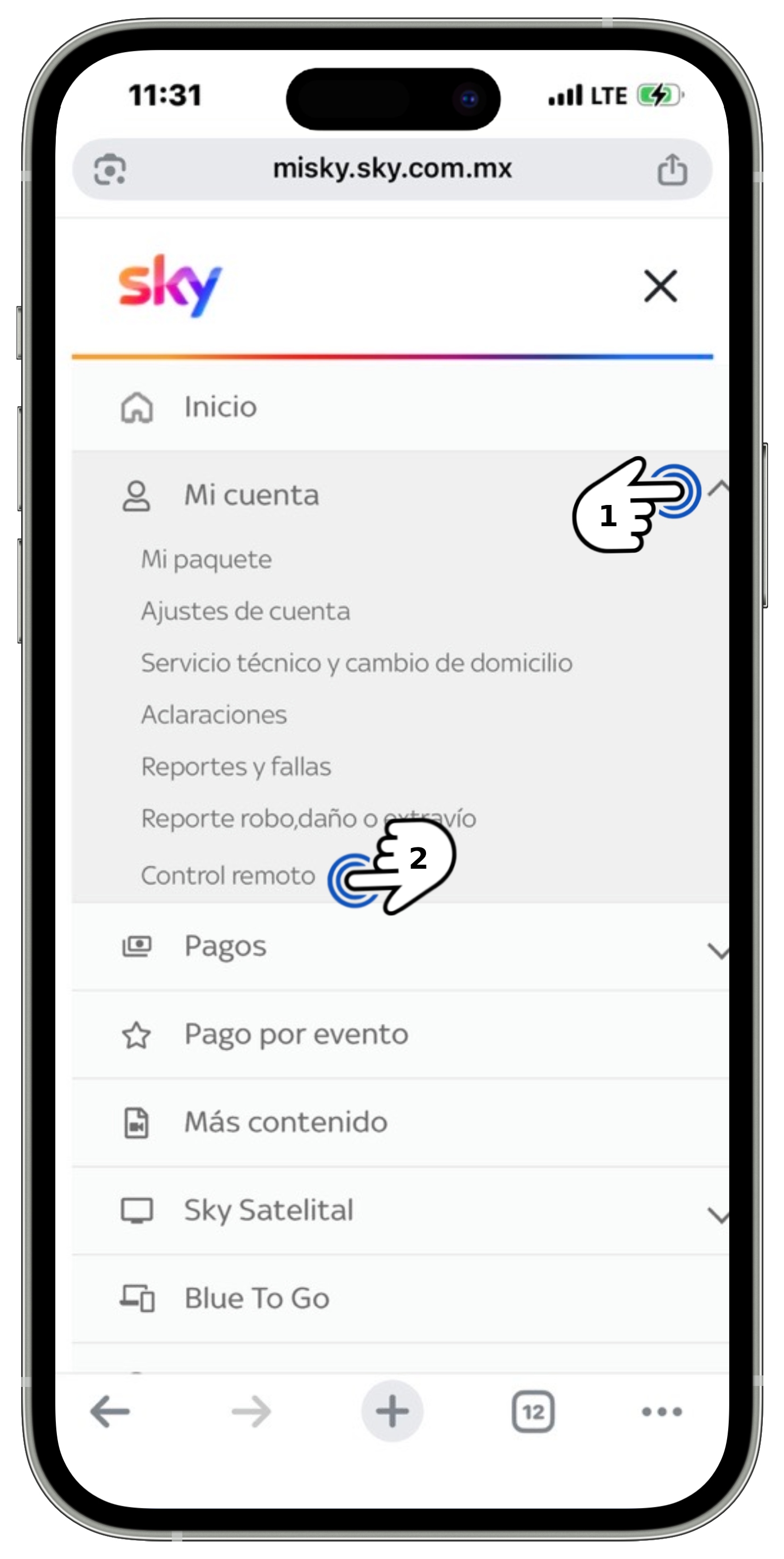 Mi Sky Centroamérica - Menú - Mi cuenta - Control remoto.jpg