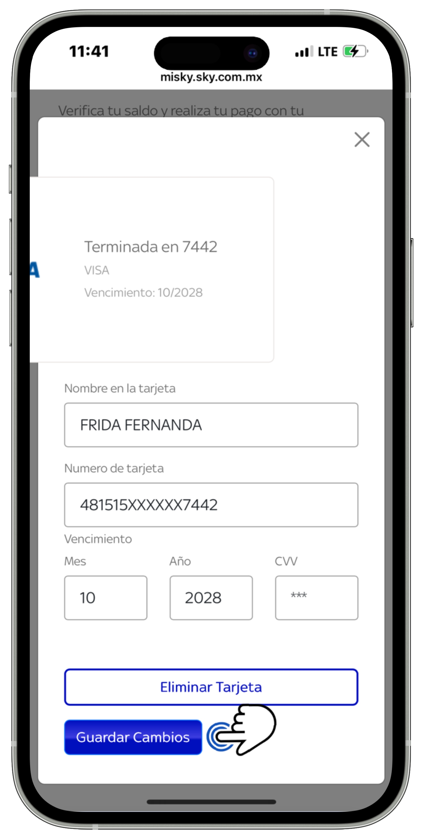 Mi Sky Centroamérica - Verifica tu pago - Editar datos de la tarjeta - Botón Guardar cambios.jpg