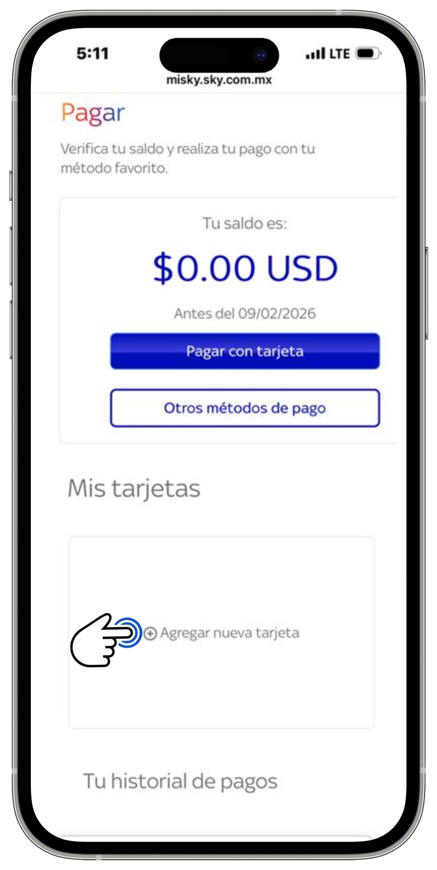 Mi Sky Centroamérica - Menú - Pagos - Realizar pagos - Agregar nueva tarjeta.jpg