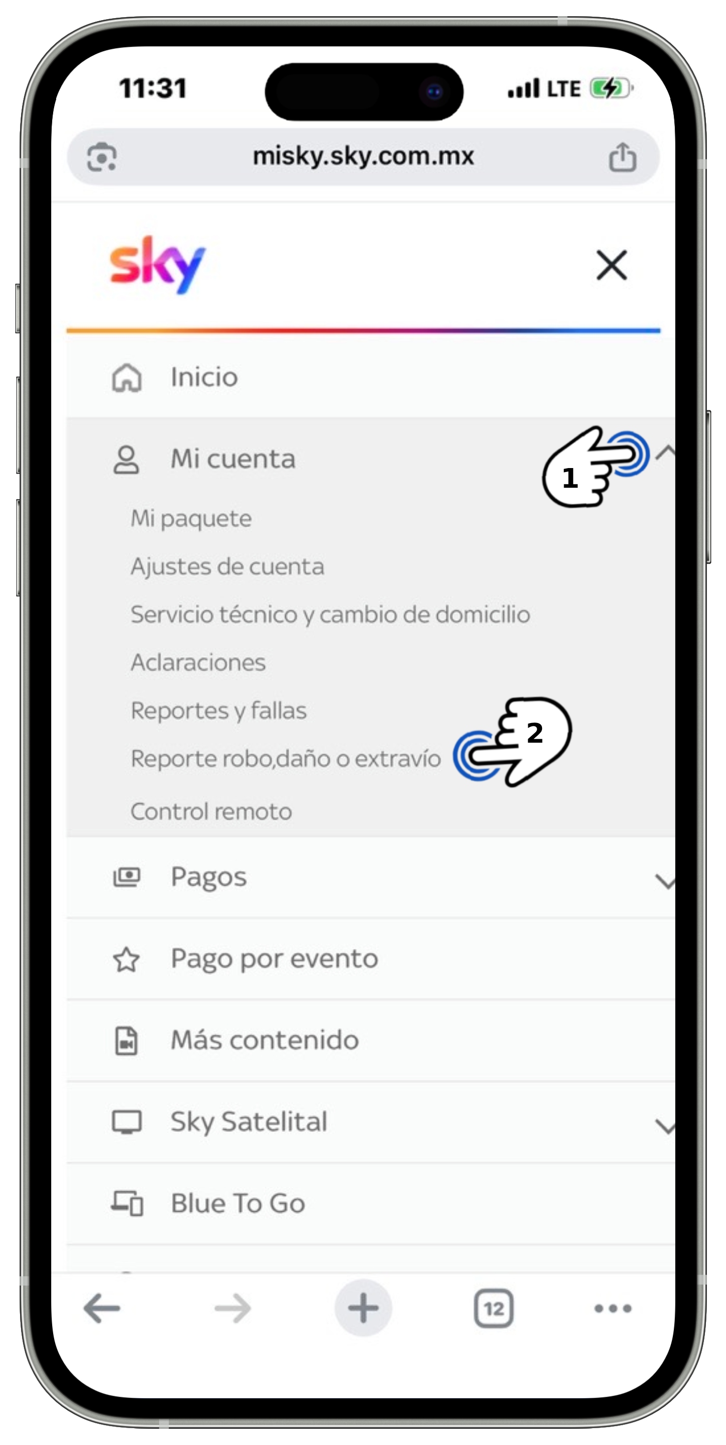 Mi Sky Centroamérica - Menú - Reporte robo, daño o extravío.jpg