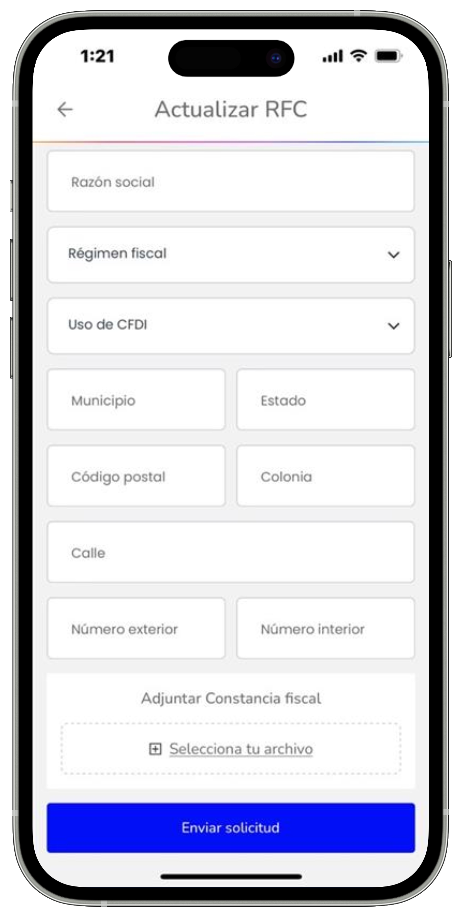 Mi App Sky - Trámites - Solicitud Actualizar RFC.jpg