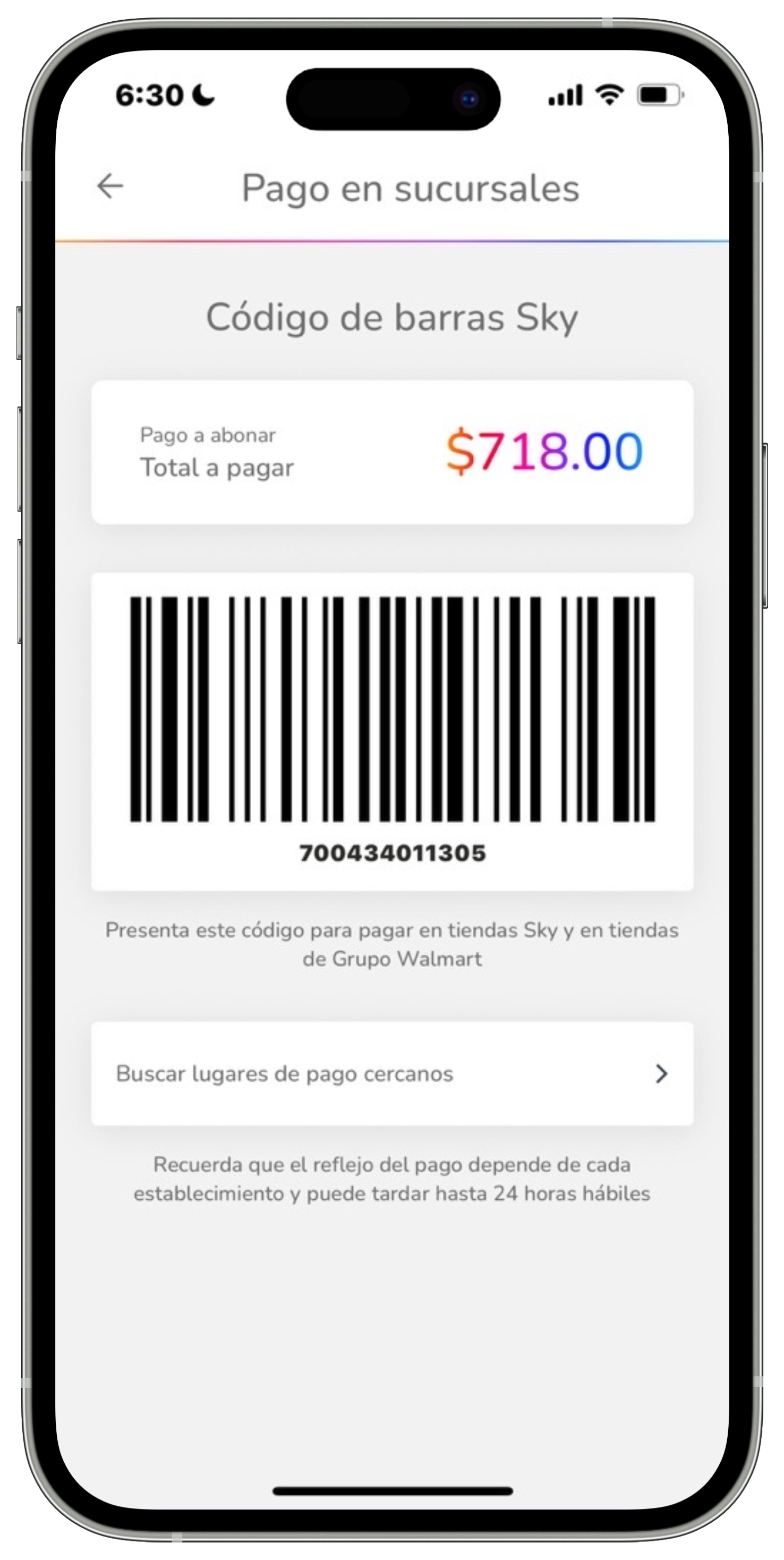 Mi App Sky - Facturación - Botón Pagos en sucursales - Código de barras.jpg