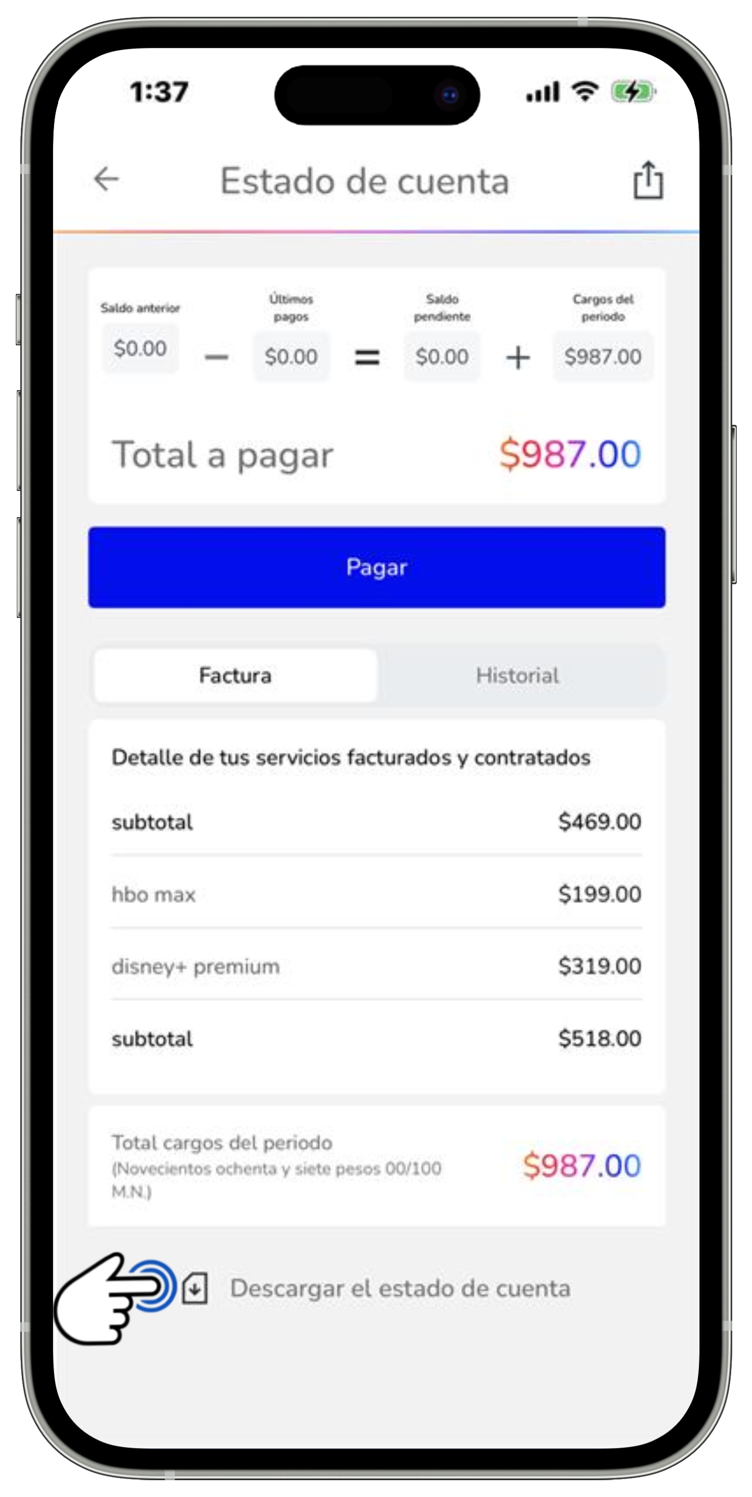 Mi App Sky - Facturación - Opción Descargar el estado de cuenta.jpg
