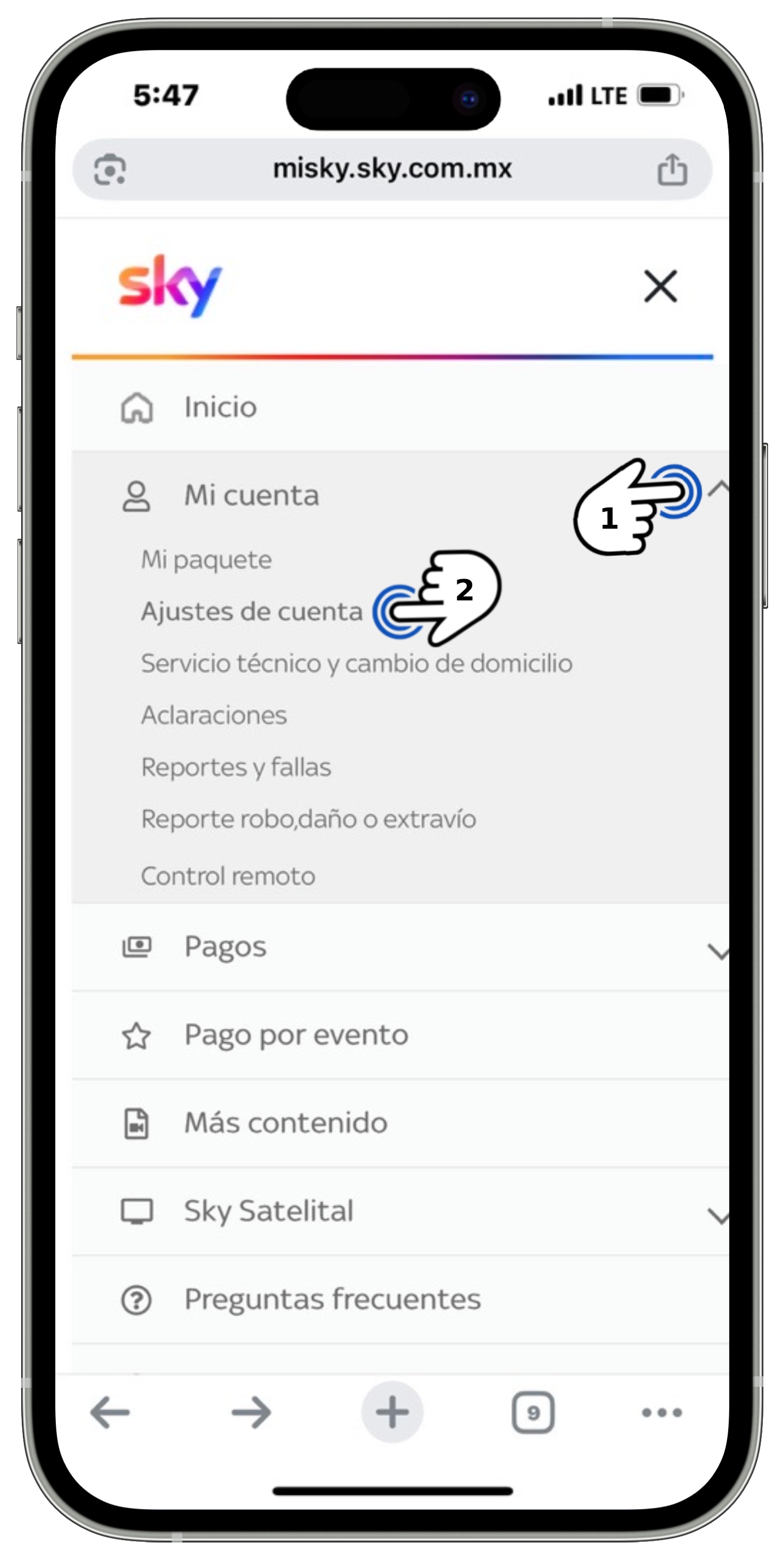 Mi Sky - Menú Mi Cuenta - Ajustes de cuenta seleccionado.jpg