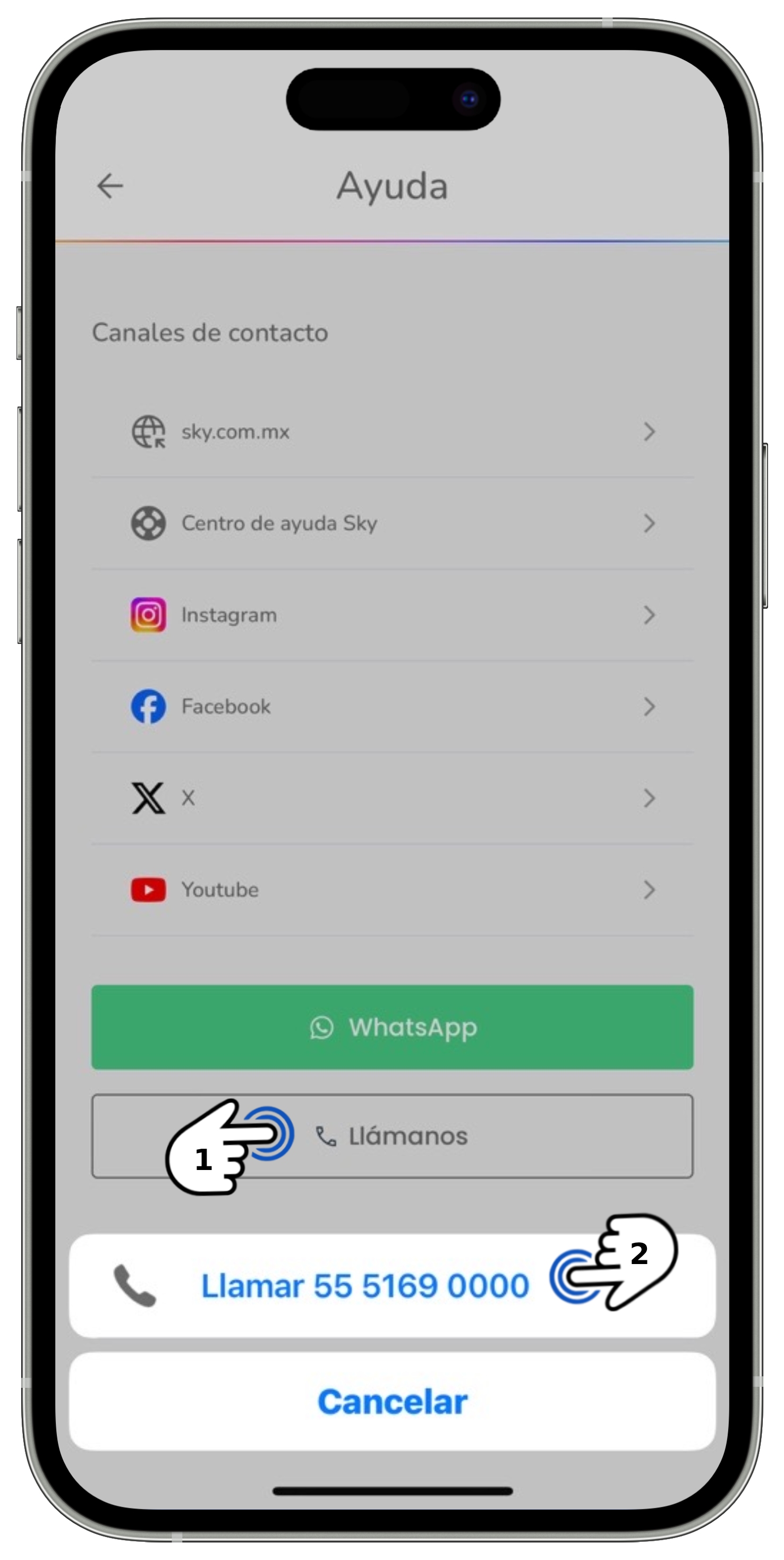 Mi app Sky - Opción Llámanos - Confirmación de llamada seleccionada.jpg