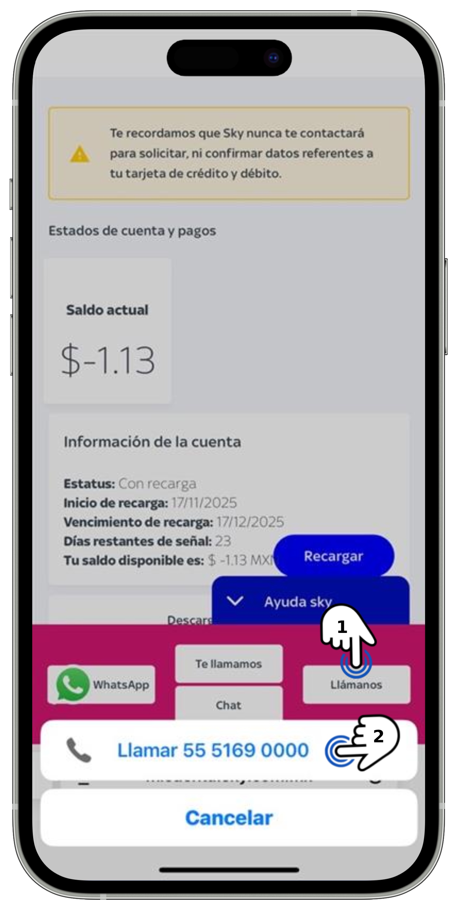 Mi cuenta Sky - Medios de contacto - Lámanos seleccionado.jpg