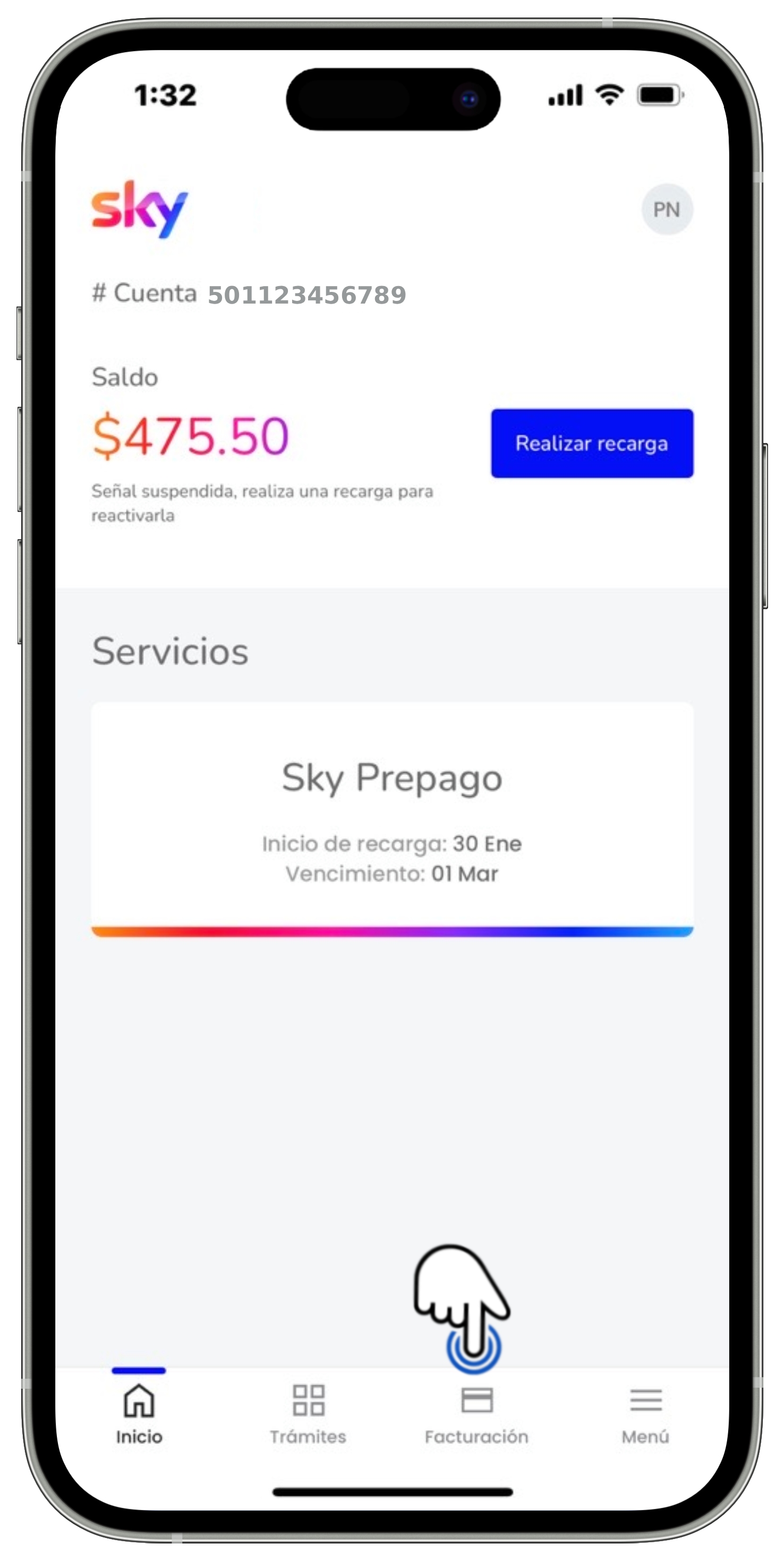 Mi App Sky - Menú Facturación seleccionado.jpg